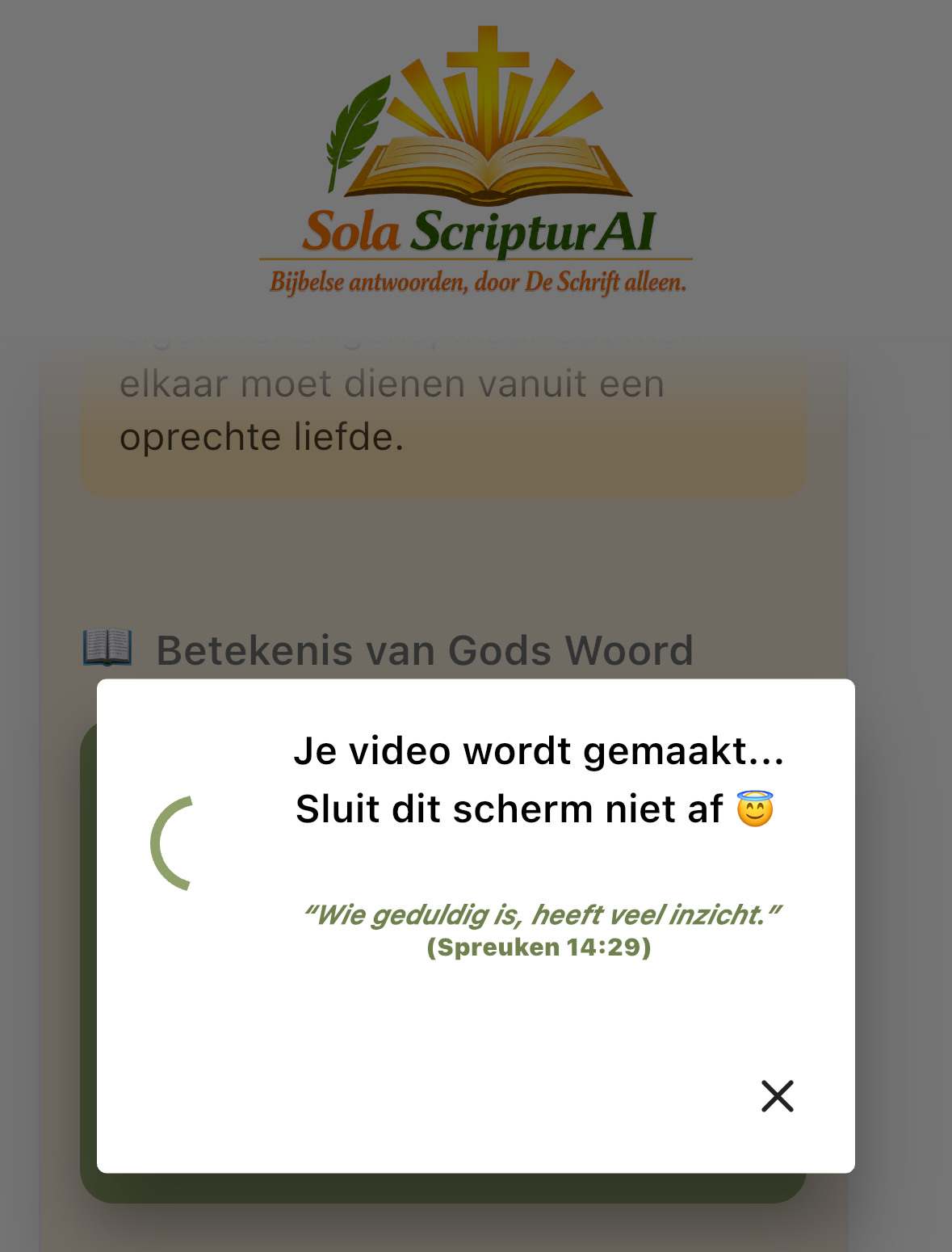 Een Bijbelse video maken met Sola ScripturAI